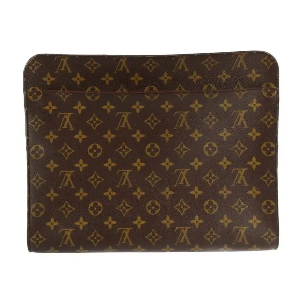LOUIS VUITTON Black Monogram Leather Clutch Bag